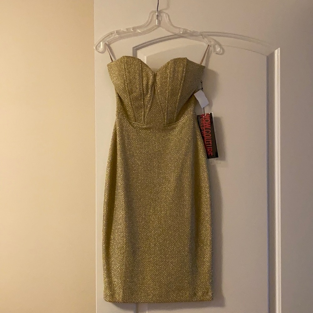 WOW Couture strapless gold party dress